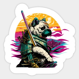 Japanese Samurai Bulldog Sticker